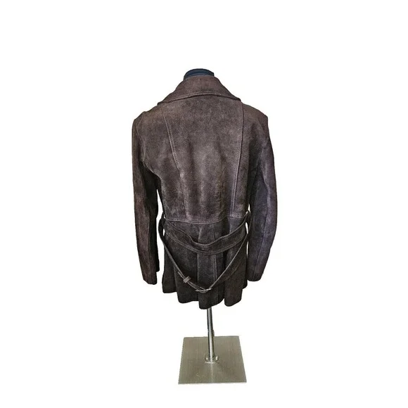 Montgomery Ward suede Heavy leather Sherpa Lined‎ Coat Vintage - Picture 3 of 14